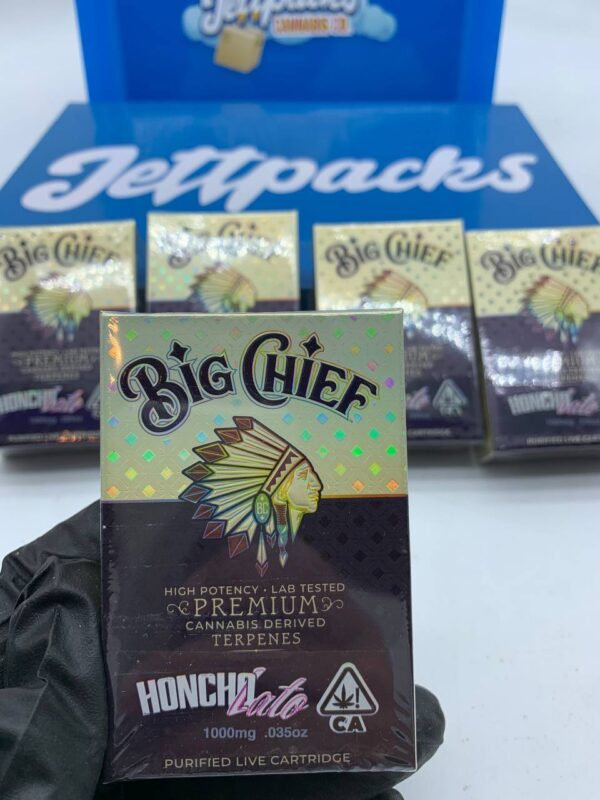 Big Chief Extracts Carts filled with concentrated cannabis oil, offering a smooth, flavorful vaping experience and potent effects.