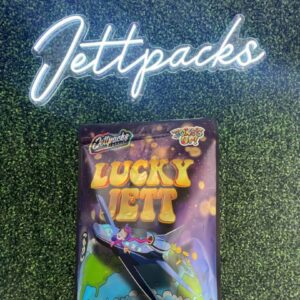 Lucky Jett cannabis strain with bags – Premium buds for a smooth, flavorful experience, perfect for relaxation and creativity.