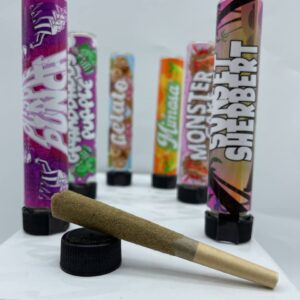 A close-up image of Bad Children Pre-Rolls in their sleek packaging, showcasing the premium cannabis and rich flavor.