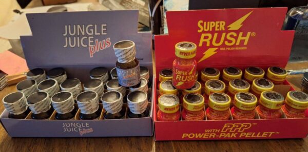 Fire Poppers Party Pack featuring 4 boxes, each containing 72 bottles of premium poppers, perfect for enhancing party energy and excitement.